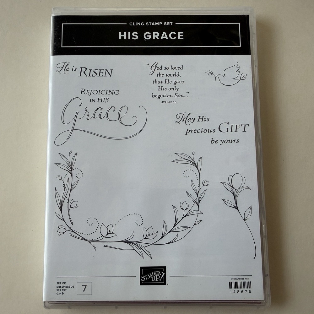 Stampin' Up! His Grace Cling Stamp Set 148676 Religion Easter Grace Dove Rejoice